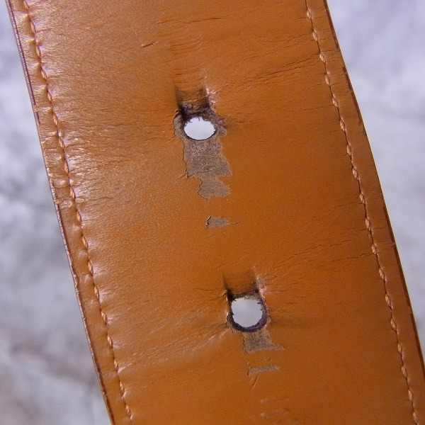 実際に弊社で買取させて頂いたBVLGARI/ブルガリ ロゴ刻印バックル付 型押し レザーベルトの画像 4枚目