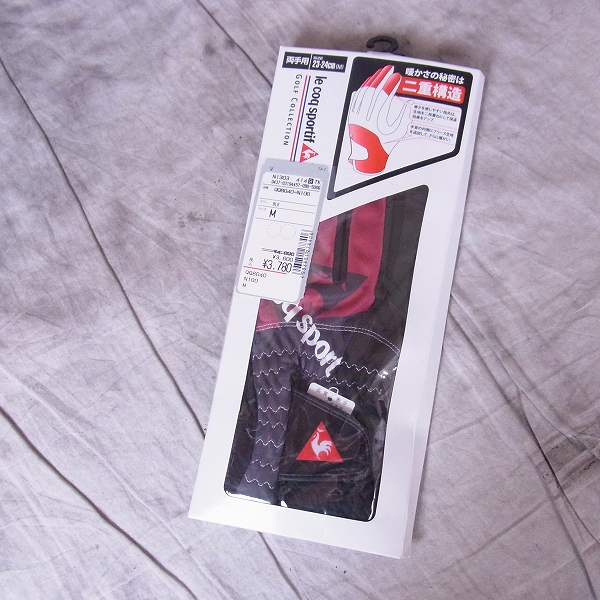 実際に弊社で買取させて頂いた【未使用】Le coq sportif/ル・コック 両手用ゴルフグローブ2点セット QQ8040 Mサイズ(23～24㎝) ブラック 防寒 の画像 1枚目