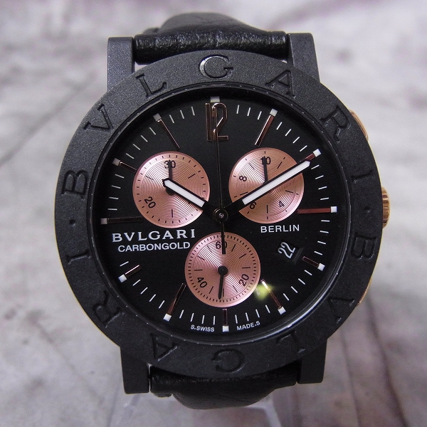 実際に弊社で買取させて頂いたBVLGARI/ブルガリ メンズウォッチ/腕時計 カーボンゴールド クロノグラフ/クォーツ BB38CLCH【動作未確認】の画像 1枚目