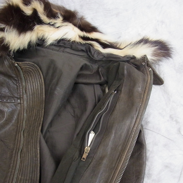 実際に弊社で買取させて頂いたRick Owens/リックオウエンス OLMAR AND MIRTA/オルマーアンドマリータ ファー付きレザージャケットの画像 4枚目