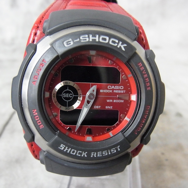 CASIO G-SHOCK 赤レザーベルト G-300L-4AV - 時計