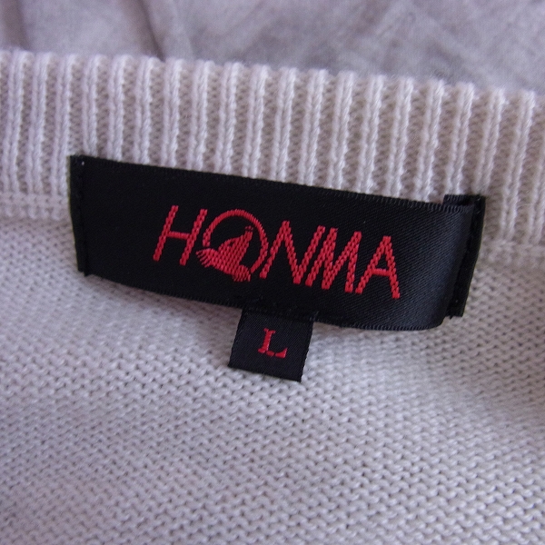 実際に弊社で買取させて頂いた【未使用】HONMA/ホンマ ゴルフウェア Vネックセーター アーガイル柄 ホワイト/Lの画像 2枚目