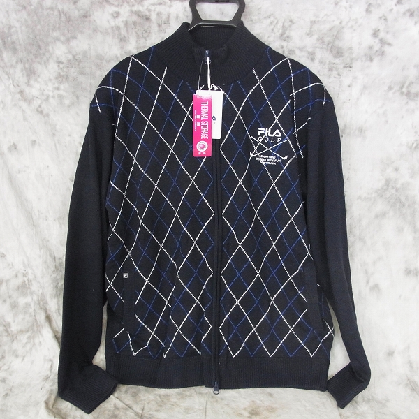 実際に弊社で買取させて頂いた【未使用】FILA/フィラ ゴルフウェア アーガイル柄 アウターブルゾン ネイビー/LL