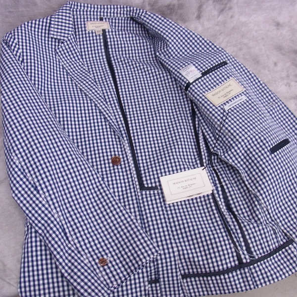 実際に弊社で買取させて頂いた【未使用】MAISON KITSUNE/メゾンキツネ ギンガムチェック 2Bテーラードジャケット セットアップ KMV-0402-A 38/42の画像 5枚目