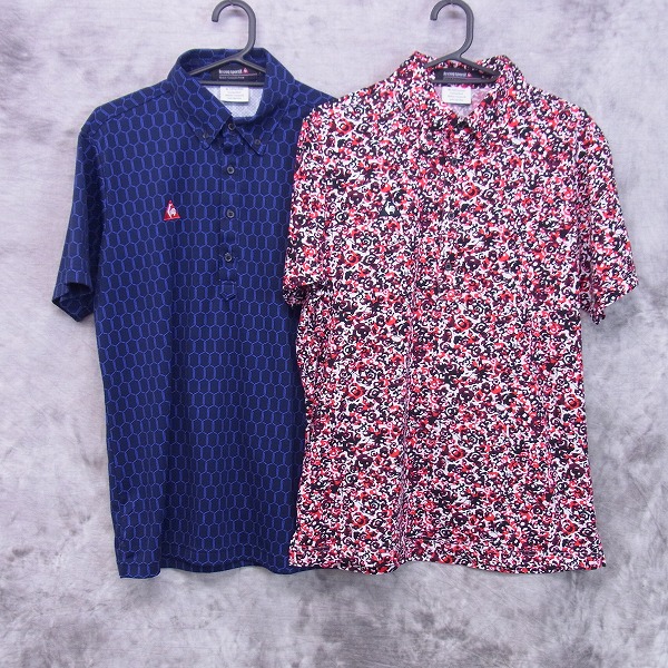 実際に弊社で買取させて頂いたLe coq sportif/ルコック ゴルフウェア 半袖 ポロ襟シャツ Lサイズ2点セット スターサファイア/レッドプラム