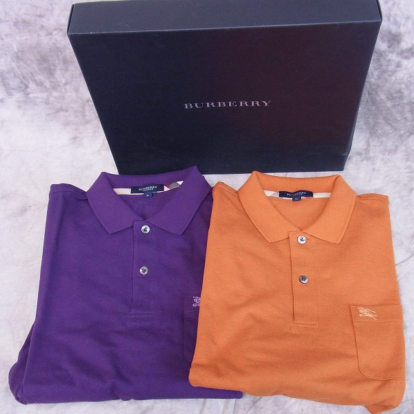 実際に弊社で買取させて頂いた【未使用】BURBERRY LONDON/バーバリー ロンドン ゴルフウェア ロゴ刺繍 長袖ポロシャツ 2点セット L