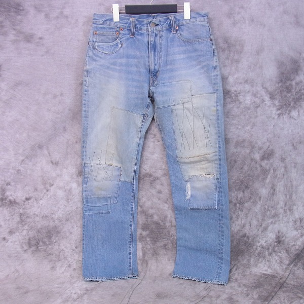 実際に弊社で買取させて頂いたBLUE BLUE/ブルーブルー インディゴ/パッチワーク/ウォッシュ加工 デニムパンツ 34