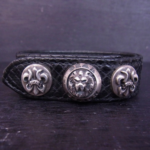 実際に弊社で買取させて頂いたDEAL DESIGN/ディールデザイン 3ドット ブレードリリー パイソンレザー ブレスレットの画像 1枚目