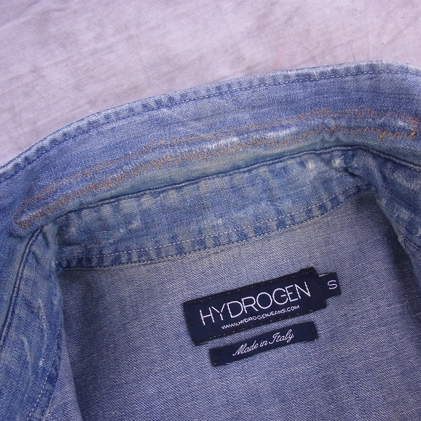 実際に弊社で買取させて頂いたHYDROGEN/ハイドロゲン デニムシャツ ワンポイントスカル刺繍/Sの画像 4枚目