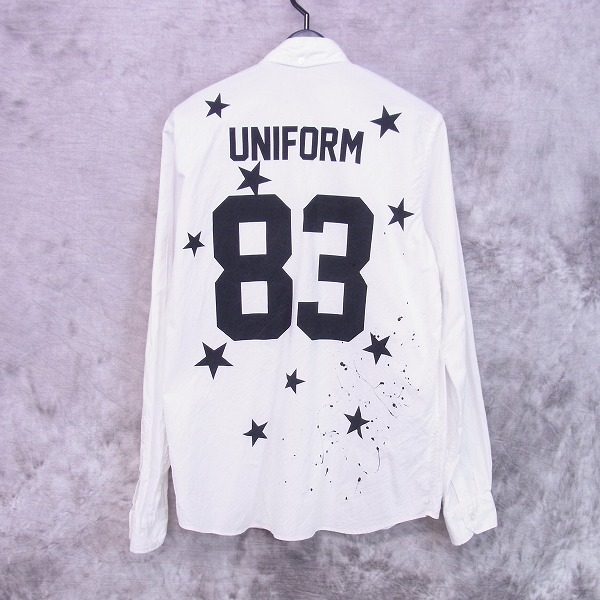 実際に弊社で買取させて頂いたUniform Experiment/ユニフォームエクスペリメント whiteline 16SS NUMBERING STAR DRIPPING B.D SHIRT UE-160052/1の画像 1枚目