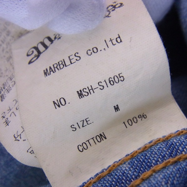 実際に弊社で買取させて頂いた【16SS】Marbles/マーブルス LONG STONE CRUSH DENIM SHIRTS/クラッシュ デニムシャツ MSH-S1605 Mの画像 4枚目