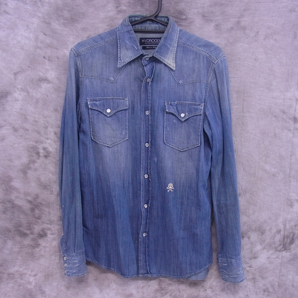 実際に弊社で買取させて頂いたHYDROGEN/ハイドロゲン デニムシャツ ワンポイントスカル刺繍/S