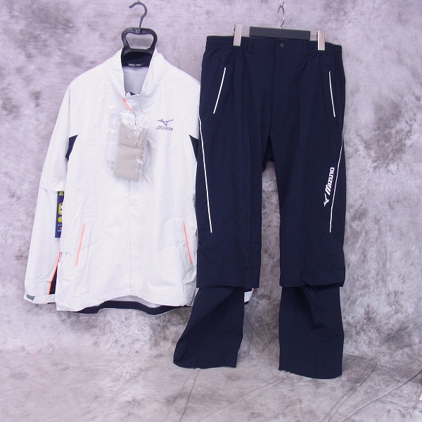 実際に弊社で買取させて頂いた【未使用】mizuno/ミズノ ゴルフ NEXLITE レインスーツ/レインウェア セットアップ ホワイト 2XL