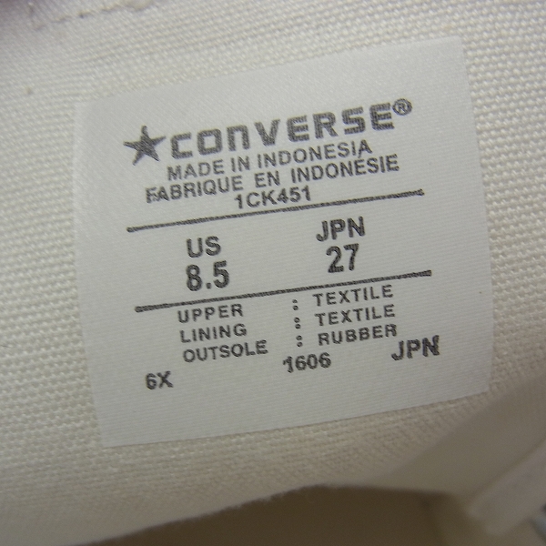 実際に弊社で買取させて頂いた【未使用】CONVERSE/コンバース EDIFICE別注 デニム オールスター スニーカー 1CK451/27 の画像 5枚目