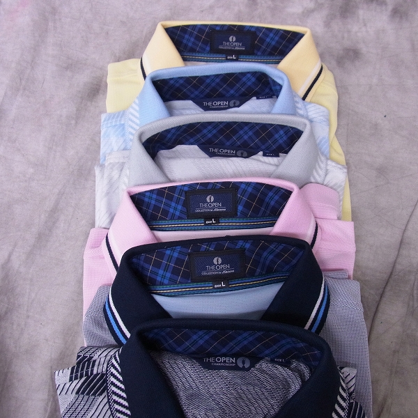 実際に弊社で買取させて頂いた【未使用】MIZUNO/ミズノ ゴルフウェア THE OPEN ジップアップ 半袖ポロシャツ 6点SET/Lの画像 1枚目