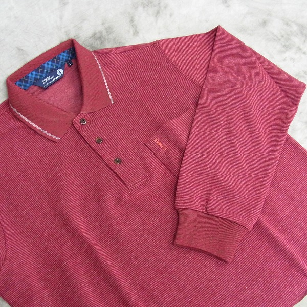 実際に弊社で買取させて頂いた【未使用】MIZUNO/ミズノ ゴルフウェア 長袖ポロシャツ ボーダー柄 ボルドー /Lの画像 3枚目