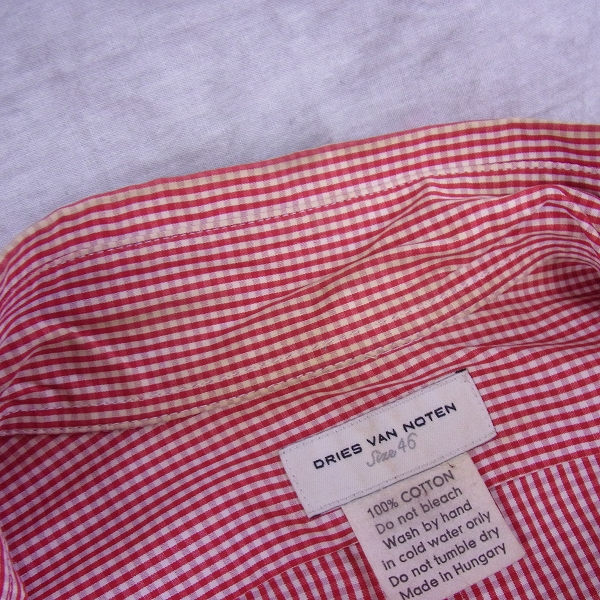 実際に弊社で買取させて頂いたDries Van Noten/ドリスヴァンノッテン シャツ チェック コットン/46の画像 4枚目