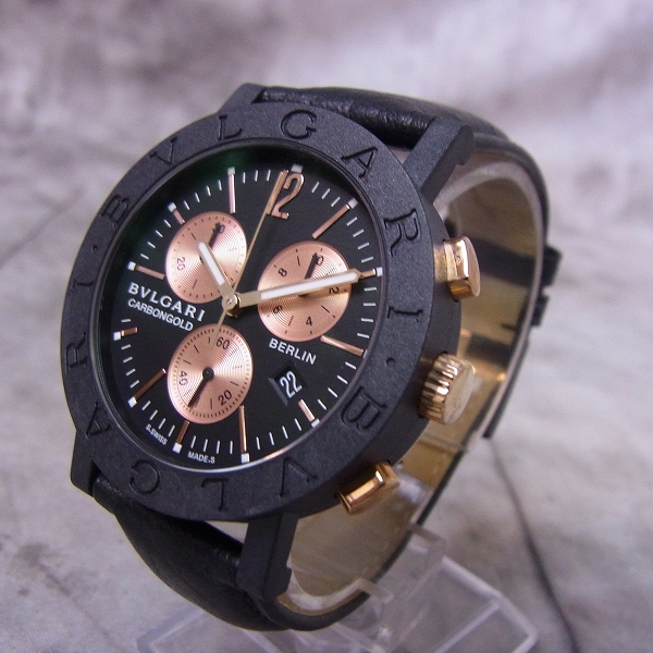 実際に弊社で買取させて頂いたBVLGARI/ブルガリ メンズウォッチ/腕時計 カーボンゴールド クロノグラフ/クォーツ BB38CLCH【動作未確認】