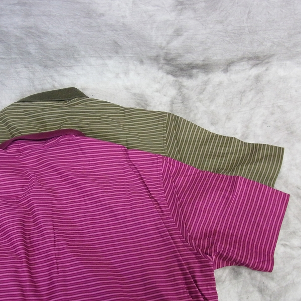 実際に弊社で買取させて頂いた【未使用】BURBERRY LONDON/バーバリー ロンドン ゴルフウェア ボーダー柄 半袖ポロシャツ 2点セット Lの画像 2枚目