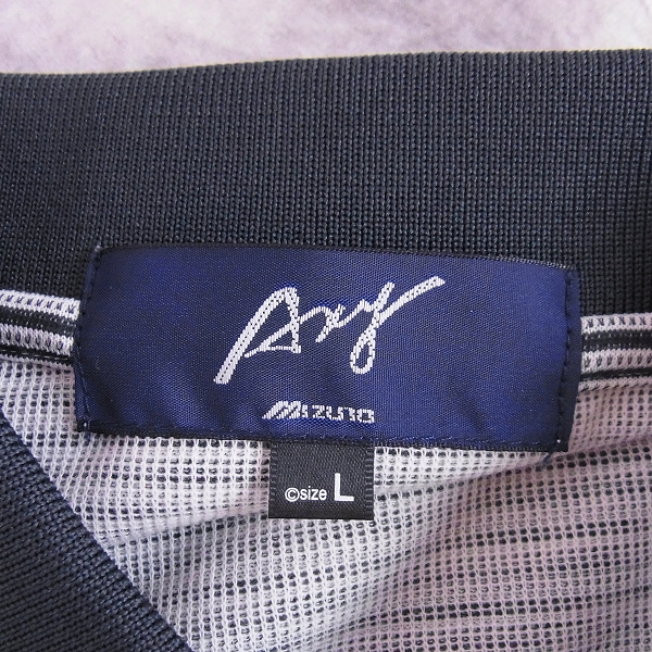 実際に弊社で買取させて頂いた【未使用】MIZUNO/ミズノ ゴルフウェア 長袖ポロシャツ ボーダー柄/Lの画像 2枚目