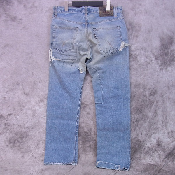実際に弊社で買取させて頂いたBLUE BLUE/ブルーブルー インディゴ/パッチワーク/ウォッシュ加工 デニムパンツ 34の画像 1枚目