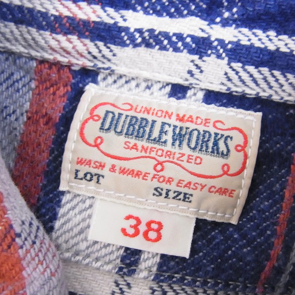 実際に弊社で買取させて頂いたDUBBLE WORKS/ダブルワークス チェック コットン シャツ 長袖/38の画像 2枚目