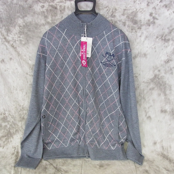 実際に弊社で買取させて頂いた【未使用】FILA/フィラ ゴルフウェア アーガイル柄 アウターブルゾン グレー/LL