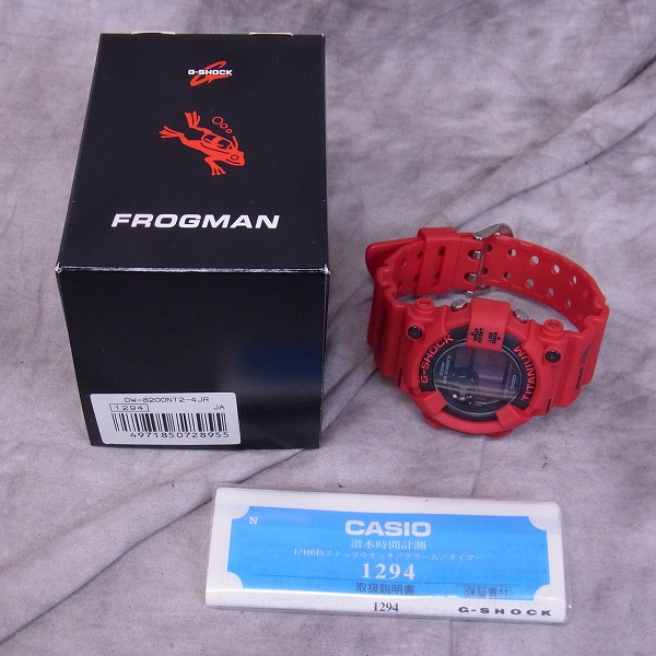 【極美品】G-SHOCK FROGMAN 赤潜水蛙 DW-8200NT2-4JR DW-8200NT-4 フロッグマン2000 赤蛙 シリアルナンバー入り – G