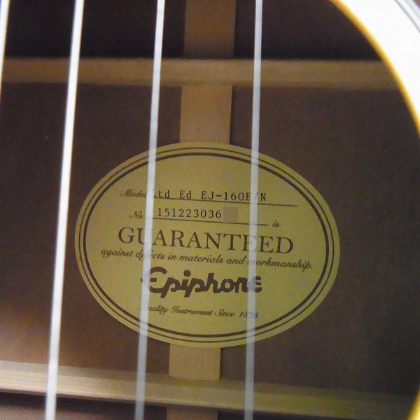 実際に弊社で買取させて頂いた★Epiphone/エピフォン エレアコ ギター Limited Edition EJ-160E Natural 純正ケース付の画像 5枚目