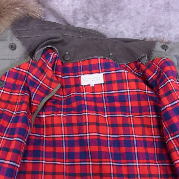 実際に弊社で買取させて頂いたMACKINTOSH PHILOSOPHY/マッキントッシュフィロソフィー ラクーンファー/ライナー付 モッズコート/38の画像 6枚目