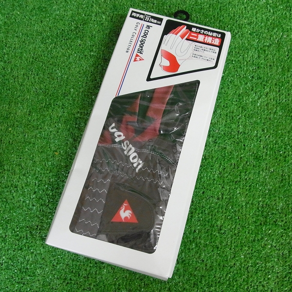 実際に弊社で買取させて頂いた【未使用】Le coq sportif/ル・コック 両手用ゴルフグローブ2点セット QQ8040 Mサイズ(23～24㎝) ブラック 防寒 の画像 1枚目