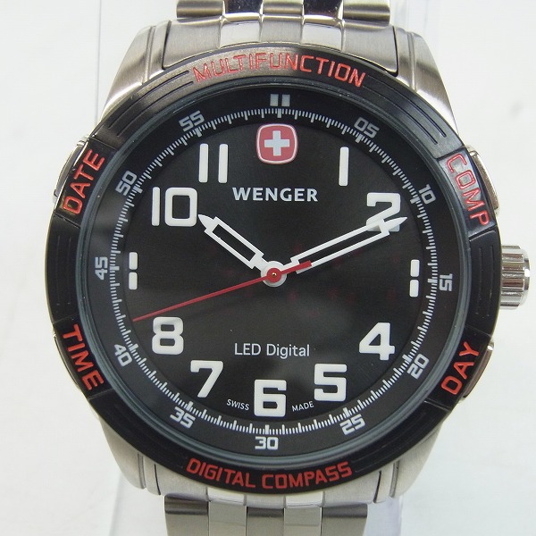 実際に弊社で買取させて頂いたWENGER/ウェンガー LEDノマド 7043X シルバー腕時計 クォーツ式【動作未確認】
