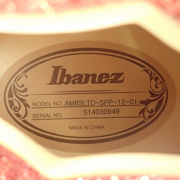 実際に弊社で買取させて頂いた★Ibanez/アイバニーズ セミアコースティックギター AM83LTD-SPP 限定カラー ソフトケース付の画像 7枚目