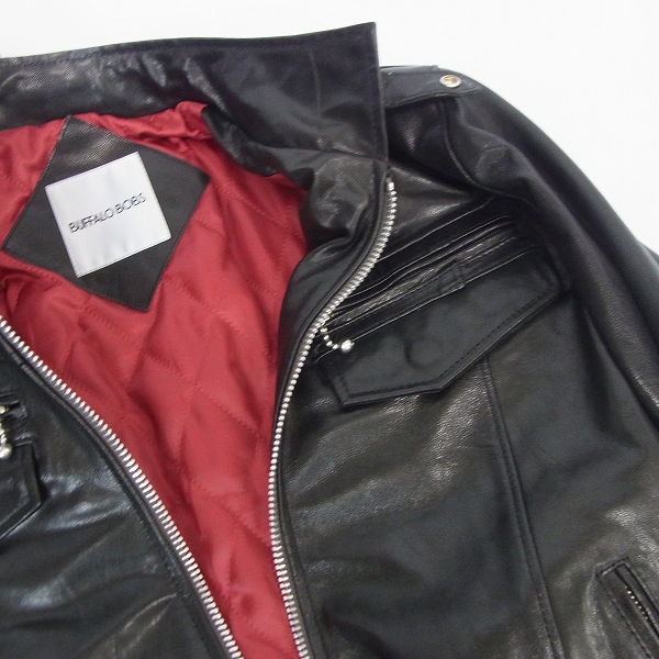 実際に弊社で買取させて頂いたBUFFALO BOBS/バッファローボブス ゴートベジタブルレザーシングルライダースジャケット MFP5409 Size：4の画像 5枚目
