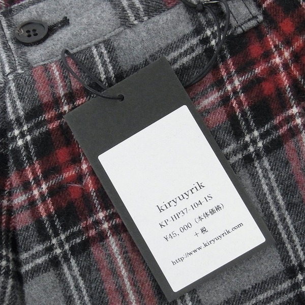 実際に弊社で買取させて頂いた【未使用】kiryuyrik/キリュウキリュウ Needle Punch Check Pleats Bum Flap Pants/ワイドショーツ KP-HP37-104/Sの画像 9枚目