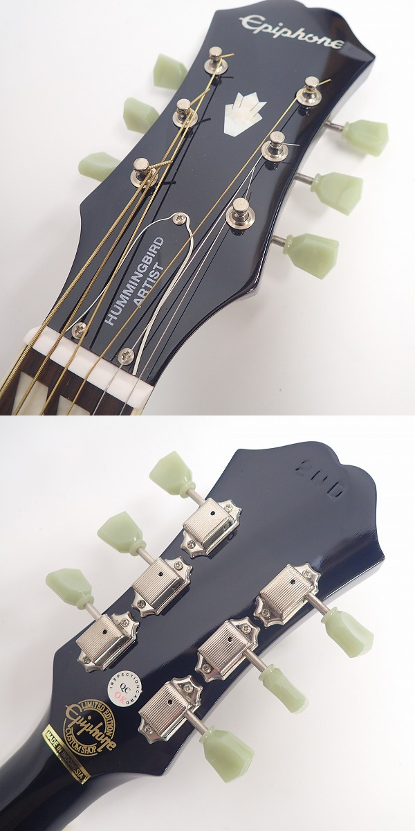 実際に弊社で買取させて頂いた★【エレアコ改造品】 Epiphone/エピフォン アコースティックギター ピエゾPU搭載 Hammingbird Artist の画像 1枚目