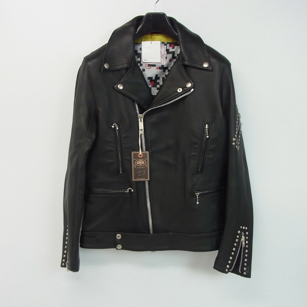 実際に弊社で買取させて頂いたuniform experiment JAMES GROSE/ジェームスグロース スタッズ ダブルライダース UE-170008/1