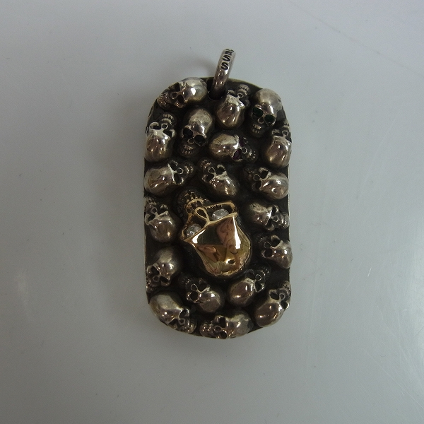 実際に弊社で買取させて頂いた【証明書/カスタム】STANLEY GUESS/スタンリーゲス マルチスカル ストーンアイズ&ウッド ラージドッグタグの画像 1枚目