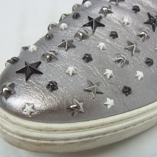 実際に弊社で買取させて頂いたJIMMY CHOO/ジミーチュウ スタースタッズ メタリックレザー スリッポン/スニーカー 41の画像 7枚目