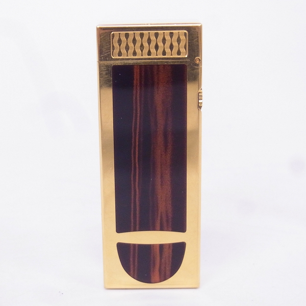 実際に弊社で買取させて頂いたdunhill/ダンヒル ローラーガスライター 木目調インレイ ゴールドの画像 1枚目