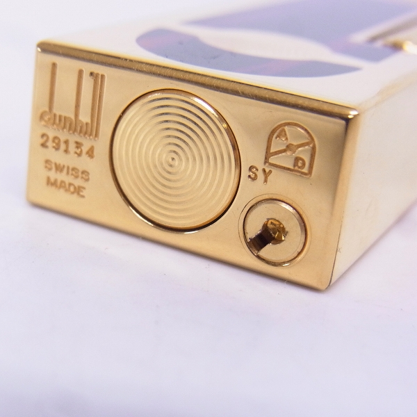 実際に弊社で買取させて頂いたdunhill/ダンヒル ローラーガスライター 木目調インレイ ゴールドの画像 2枚目