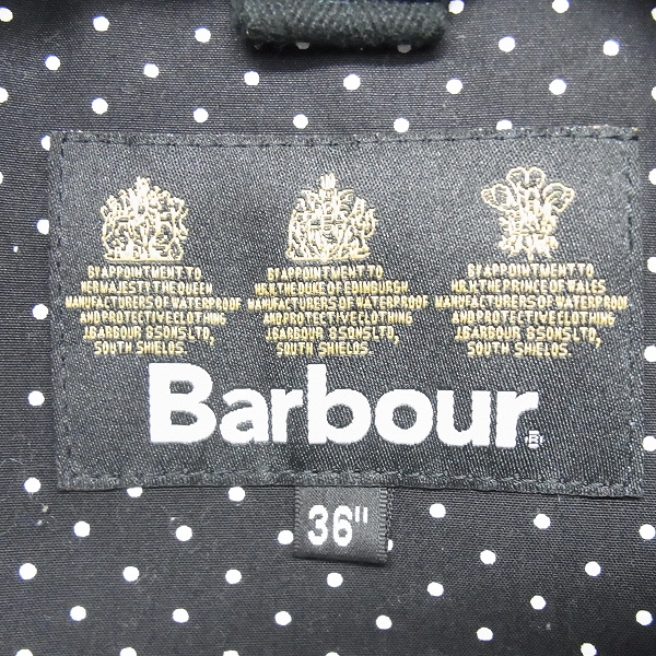 実際に弊社で買取させて頂いたBarbour/バブアー  インターナショナル スリムフィット EDIFICE別注 裏地ドット ジャケット/36の画像 2枚目