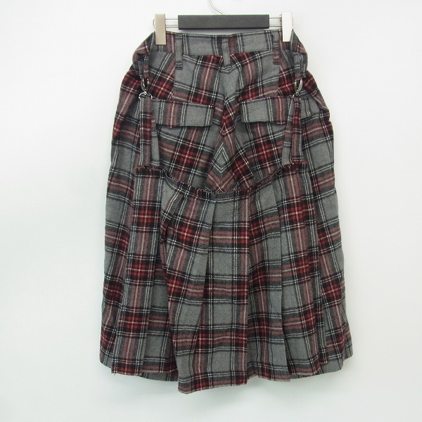 実際に弊社で買取させて頂いた【未使用】kiryuyrik/キリュウキリュウ Needle Punch Check Pleats Bum Flap Pants/ワイドショーツ KP-HP37-104/Sの画像 1枚目