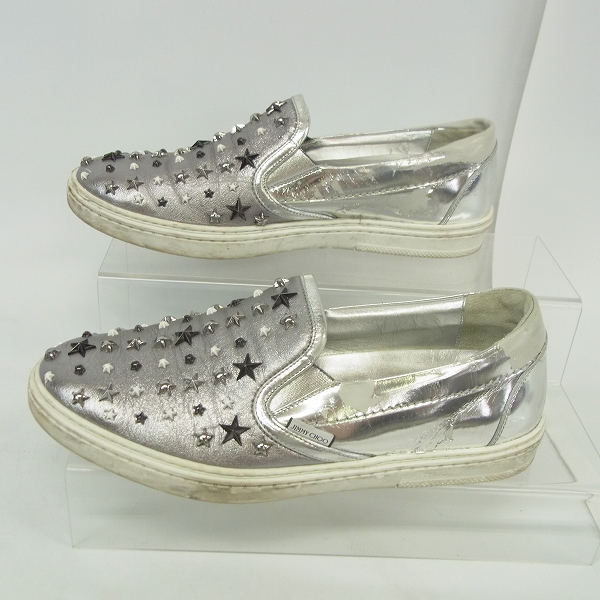 実際に弊社で買取させて頂いたJIMMY CHOO/ジミーチュウ スタースタッズ メタリックレザー スリッポン/スニーカー 41の画像 3枚目