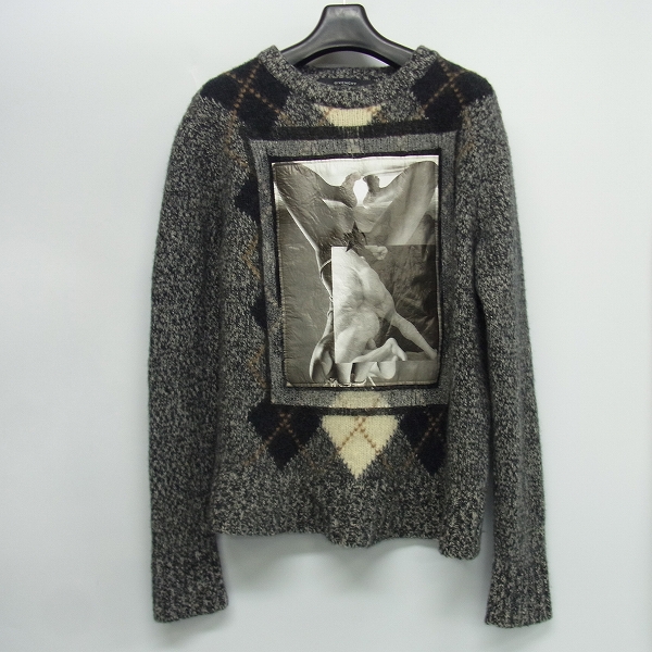 実際に弊社で買取させて頂いたGIVENCHY/ジバンシィ  グラフィックプリント レザー切替 アーガイル柄 ニット 13W 7817 633/M
