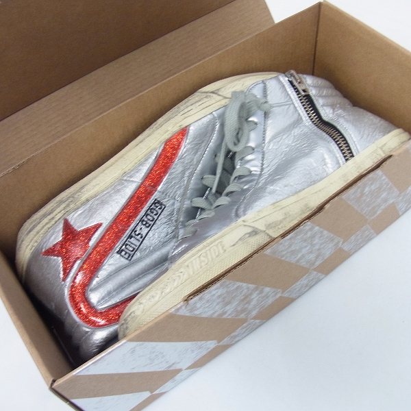 実際に弊社で買取させて頂いたGOLDEN GOOSE/ゴールデングース  GGDB-SLIDE /スライド USED加工 サイドジップ スニーカー GARWS595/37の画像 6枚目