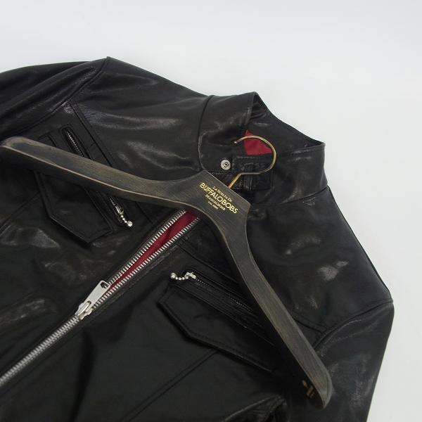 実際に弊社で買取させて頂いたBUFFALO BOBS/バッファローボブス ゴートベジタブルレザーシングルライダースジャケット MFP5409 Size：4の画像 8枚目