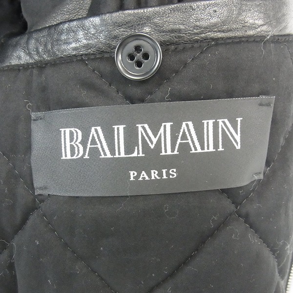 実際に弊社で買取させて頂いたBALMAIN/バルマン  製品加工ラムスキンライダースレザージャケット T245 C301/48の画像 2枚目