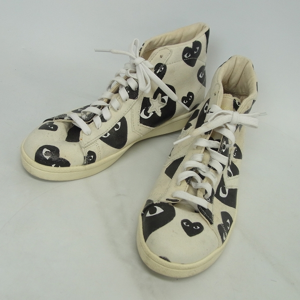 実際に弊社で買取させて頂いたPLAY COMMEdesGARCONS×CONVERSE/プレイ ギャルソン×コンバース コラボスニーカー/ハイカット/28の画像 0枚目