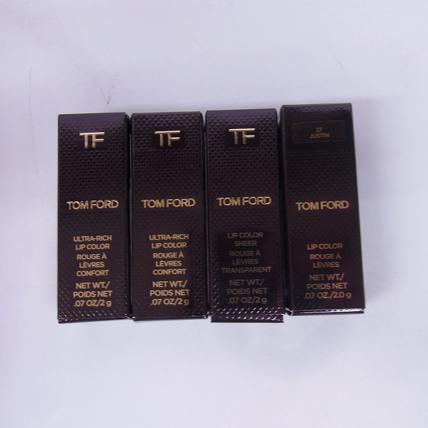 実際に弊社で買取させて頂いた【未使用】TOM FORD/トムフォード #27/20C/10C/16D  リップ カラー 2g 4点セット